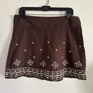 Prana Cotton Embroidered Skirt Brown Size 8